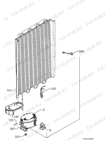 Взрыв-схема холодильника Rex FI250SOS - Схема узла Cooling system 017